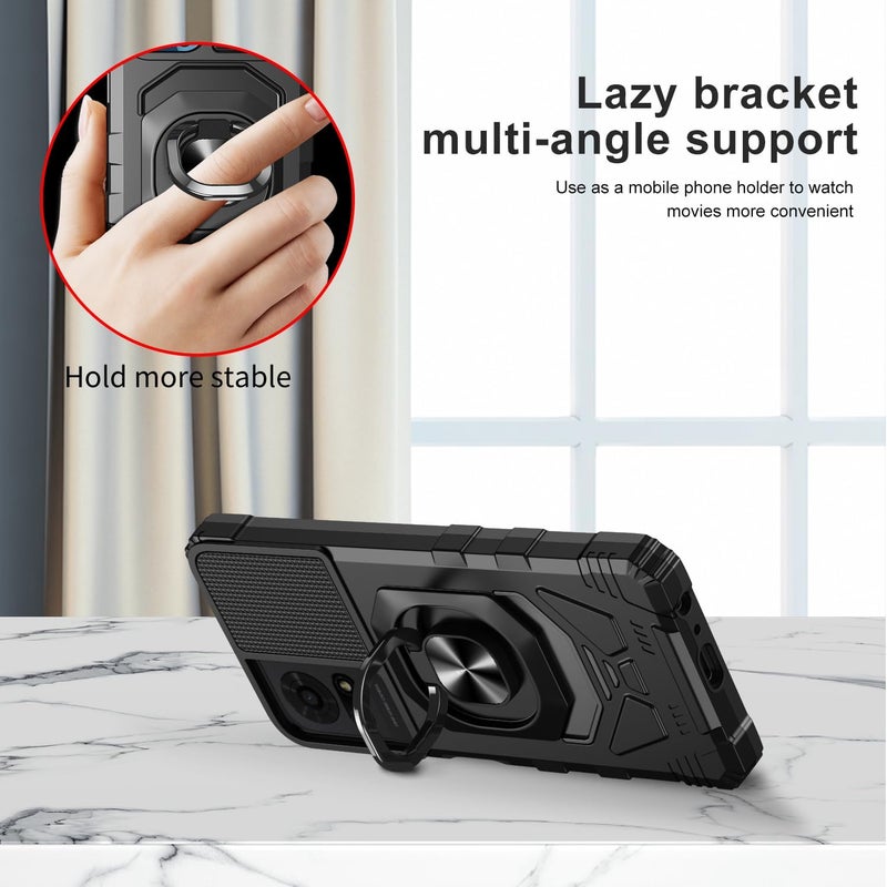 Mocotto for TCL K24/TCL K23/TCL 50 LE Phone Case with Tempered Glass Screen Protector,Military Grade Heavy Duty Shockproof Protective Cover,with Ring Kickstand (TCL K24, Black) - Image 5